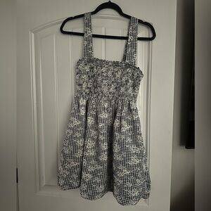 American Eagle blue and white Smocked Mini Dress